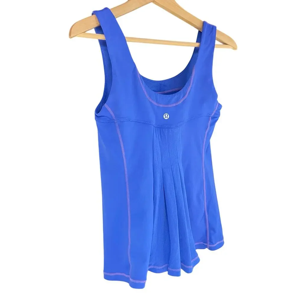 LULULEMON Run Distance Pleated Back Peplum Athletic Tank in Wish Blue Size 6
